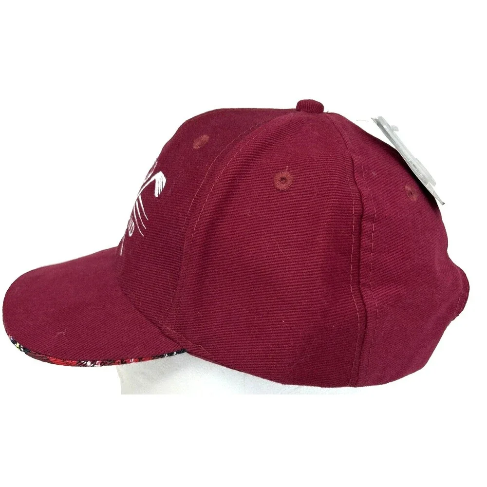 Heritage Scotland Golf Hat  One Size Burgandy Tartan Trim Mag Marker Tees New - Picture 3 of 11